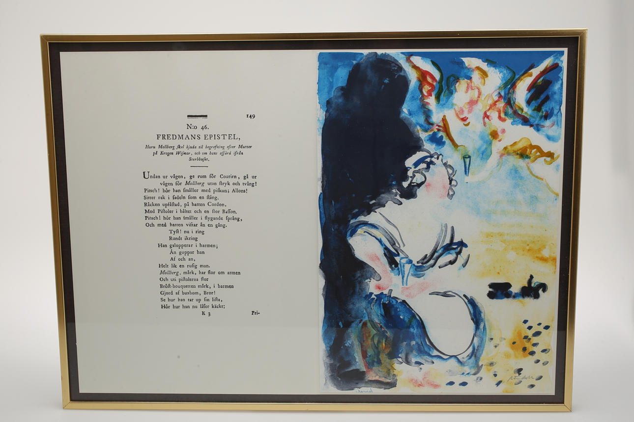 PETER DAHL. Signerad färglitografi ur mappen "Bellmans epistlar".