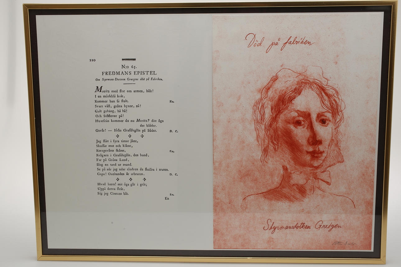 PETER DAHL. Signerad färglitografi ur mappen "Bellmans epistlar".