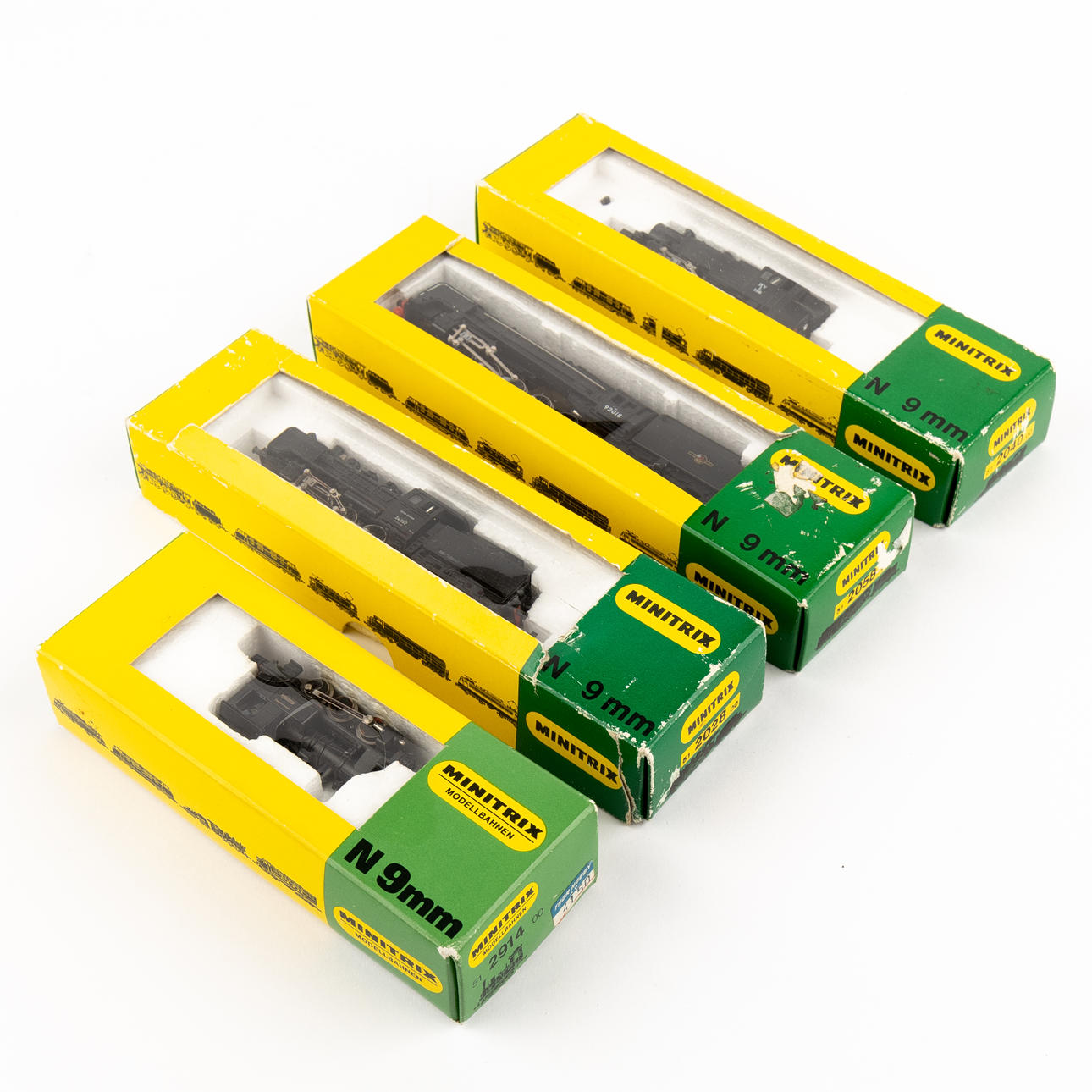MINITRIX 4 steam locomotives, N scale, original packaging.