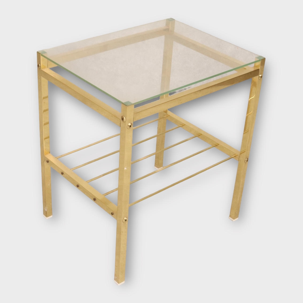 Beistelltisch, Messing/Glas, 20. Jahrhundert.