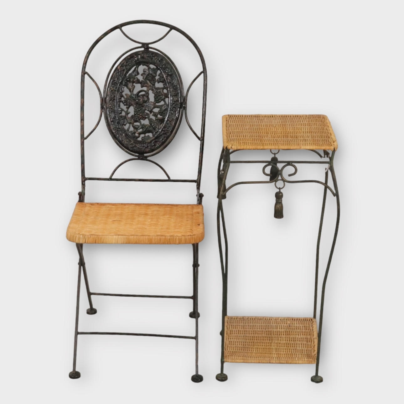 CAFÉ-set, 2 delar, gjutjärn/rotting.