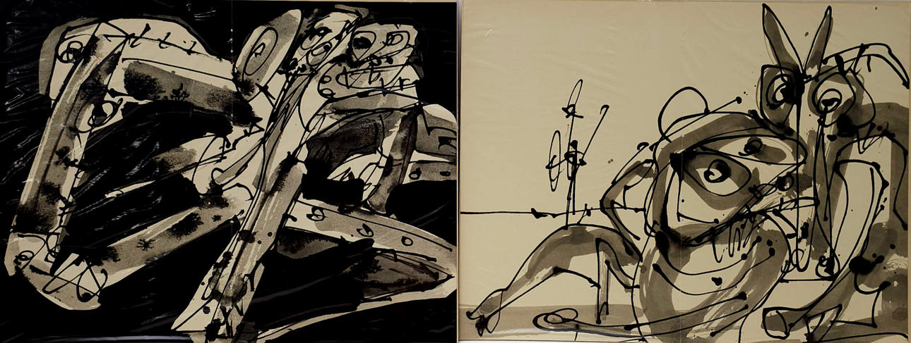 AFTER ANTONIO SAURA. UNTITLED. TWO OFFSET LITHOGRAPHS ON PAPER.