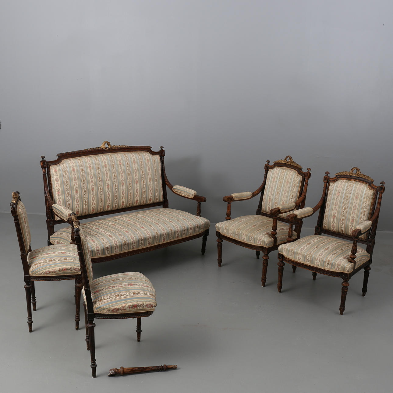 SOFFA OCH 4 STOLAR, 5 delar, gustaviansk stil, 1800-tal.