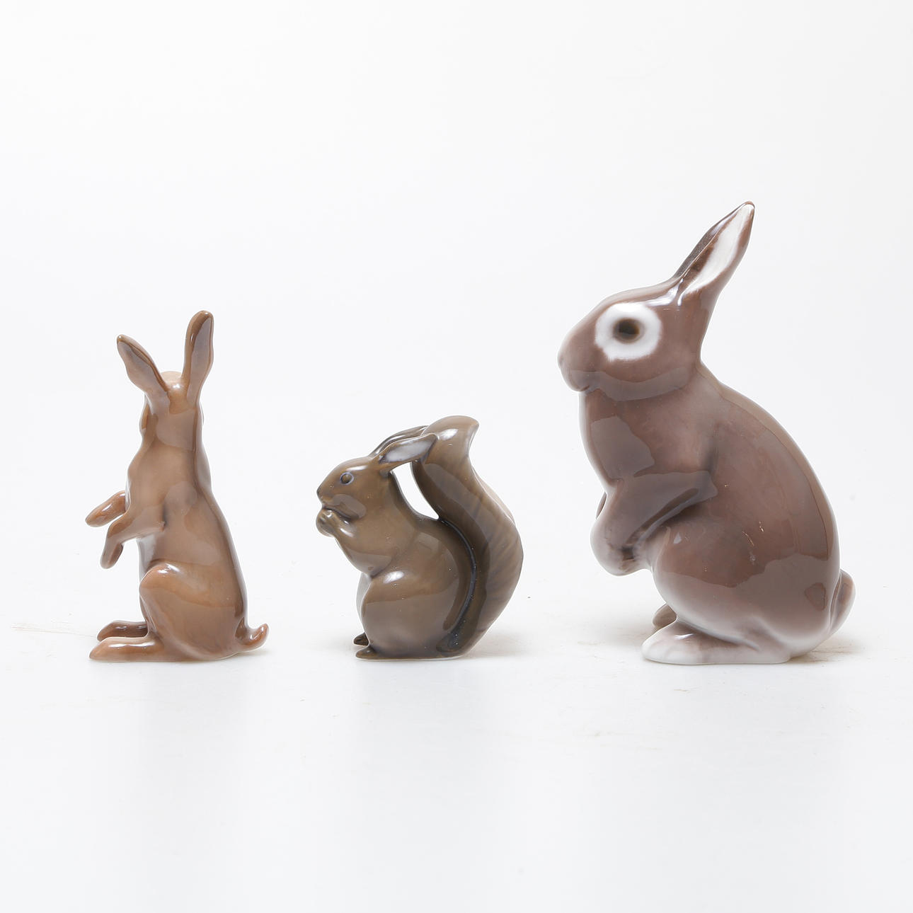 BING & GRÖNDAHL, 3 FIGURINER, DJUR.