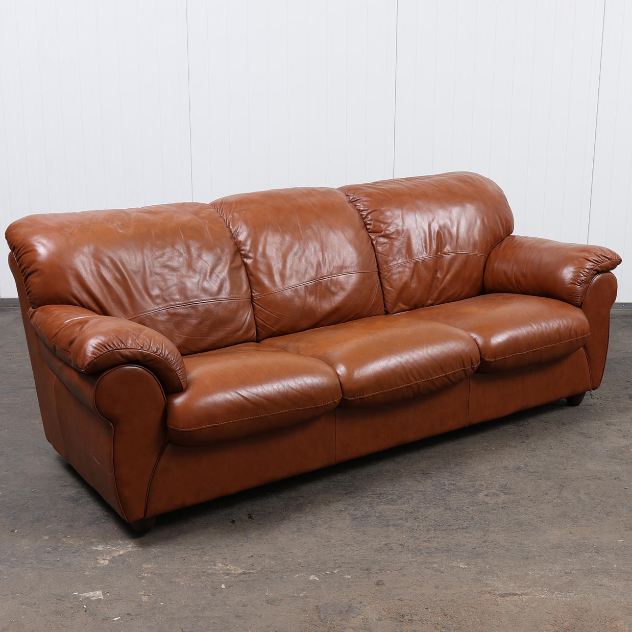 SOFA, brown leather, 3-seater, Contempo, 2000s.