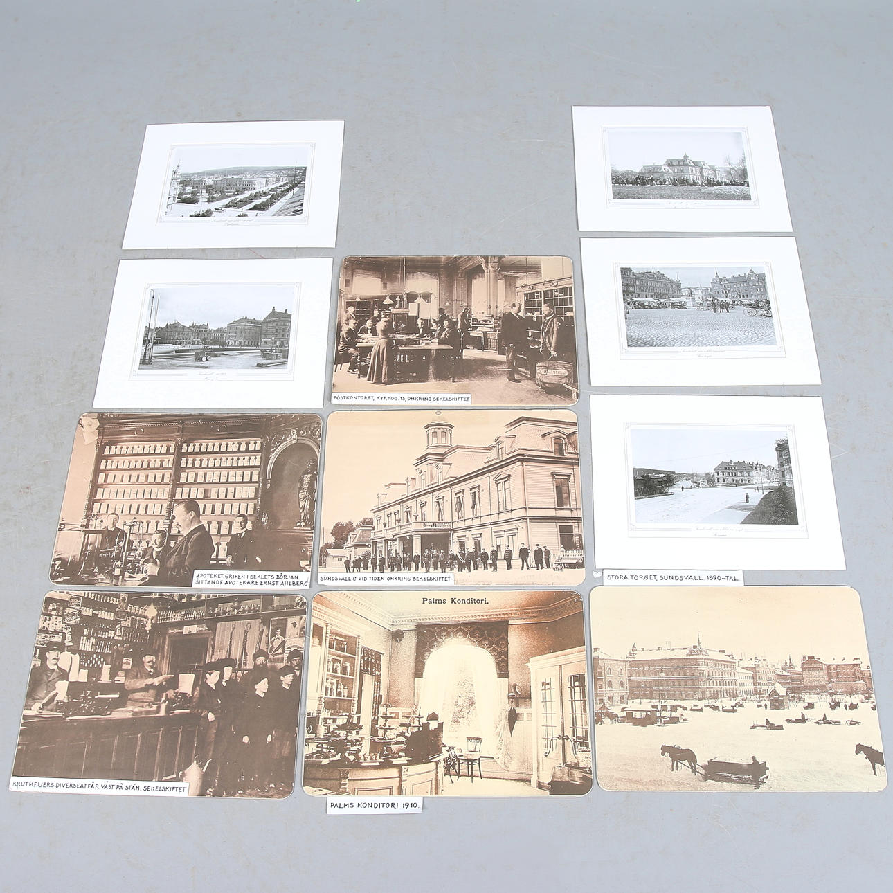 FOTOREPRODUKTIONER, 11 st, tryck, motiv från Sundsvall vid 1900-talets början.