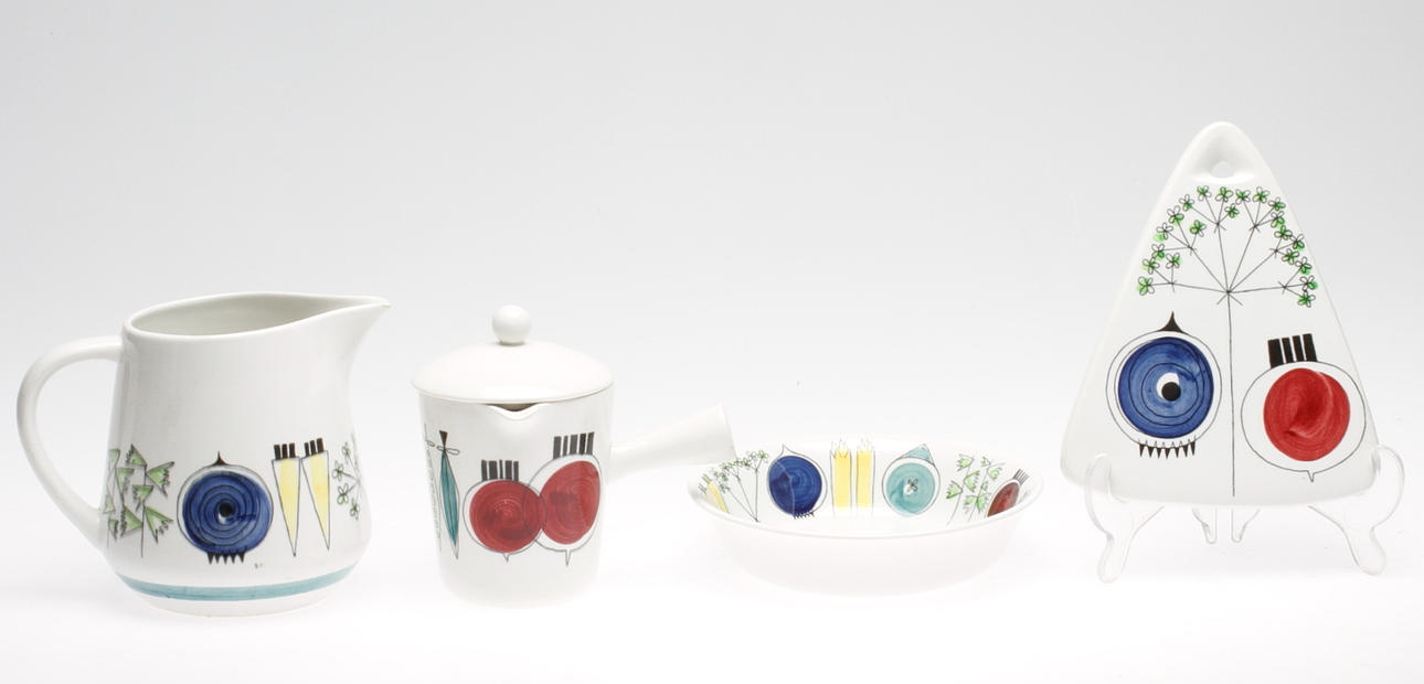 SERVISDELAR, 4 delar, porslin, "Picknick", Marianne Westman, Rörstrand.