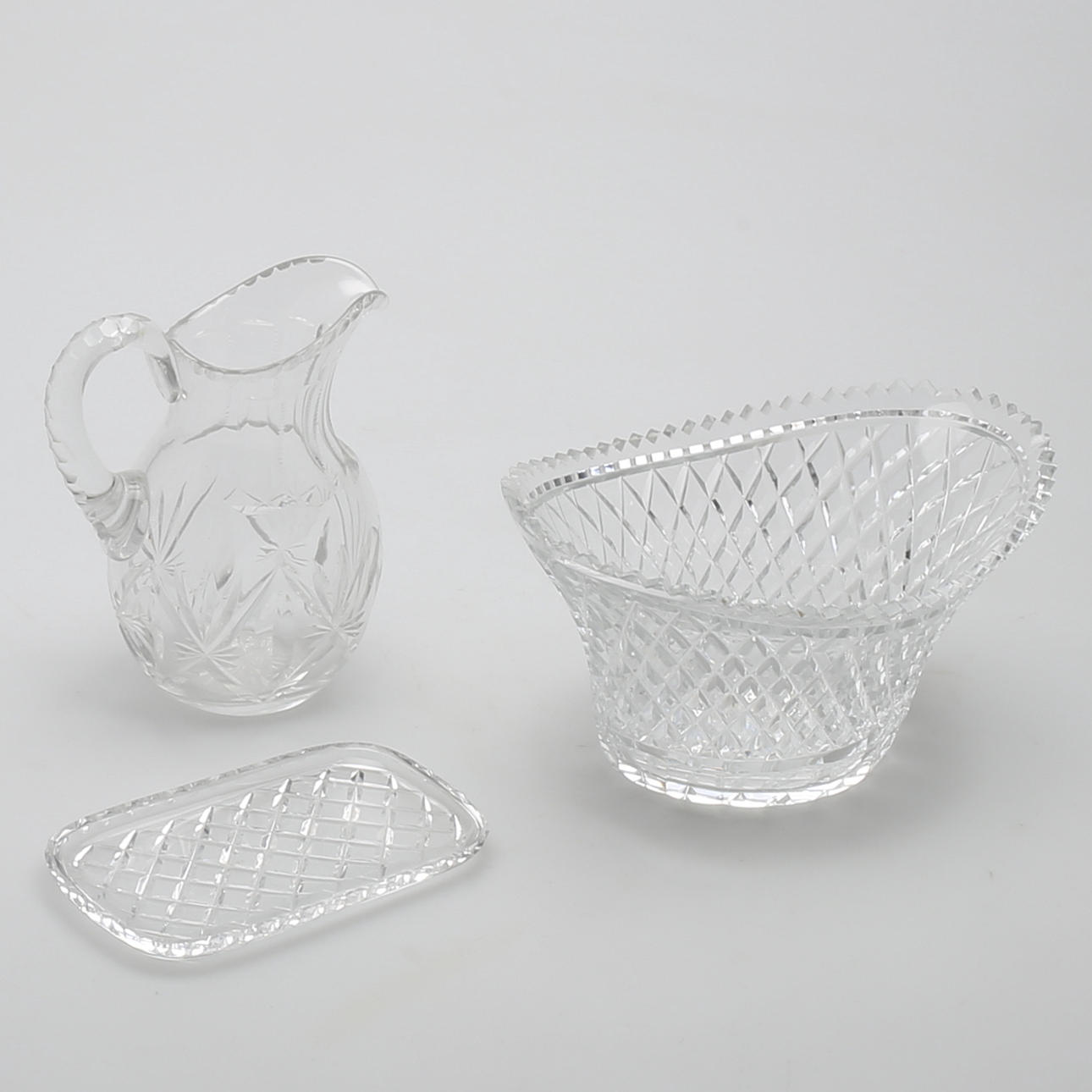 PARTI KRISTALL, 3 delar, karaff, vas samt skål, Polen.