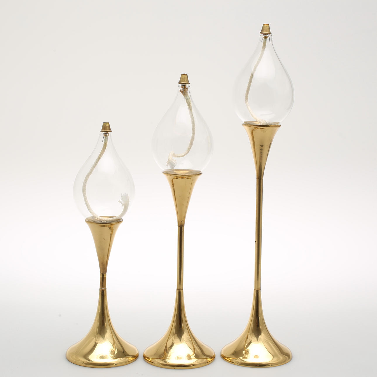 FREDDIE ANDERSEN. Ljusstakar, 3 st, mässing, stämplad, Dansk.