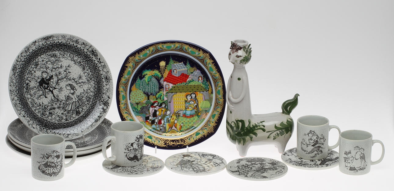 PARTI PORSLIN, 14 delar, Björn Wiinblad. 1900-talets andra hälft.