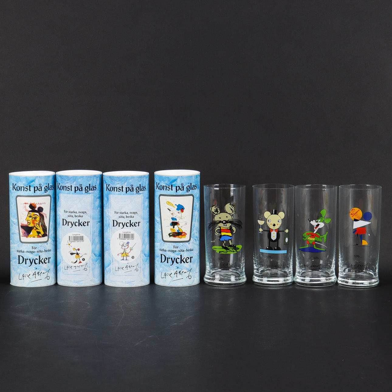 LASSE ÅBERG. Glass, 8 pieces.