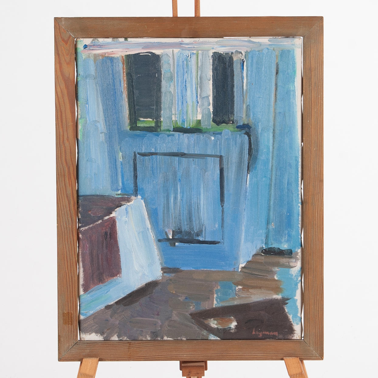 OIDENTIFIERAD KONSTNÄR. Olja på duk "blått rum".