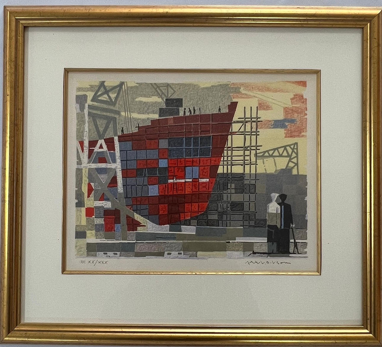 AXEL OLSON. Värillinen litografia.