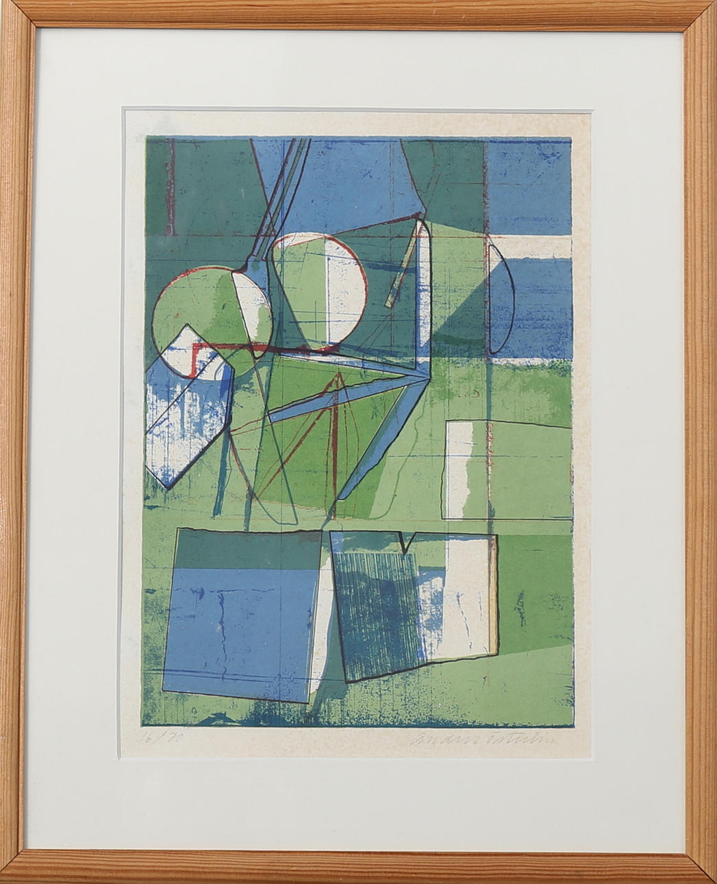 ANDERS ÖSTERLIN. Komposition, färrglitografi nr 16/70, signerad.