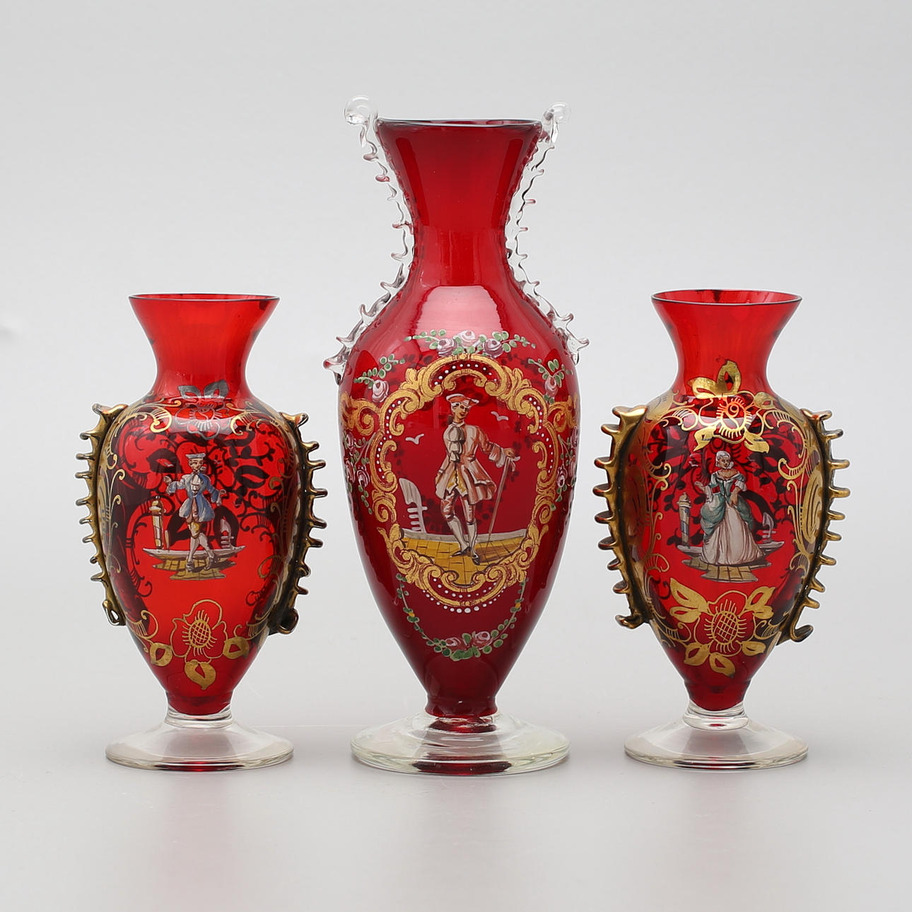 VASER, 3 st, glas, möjligen Murano, Italien.