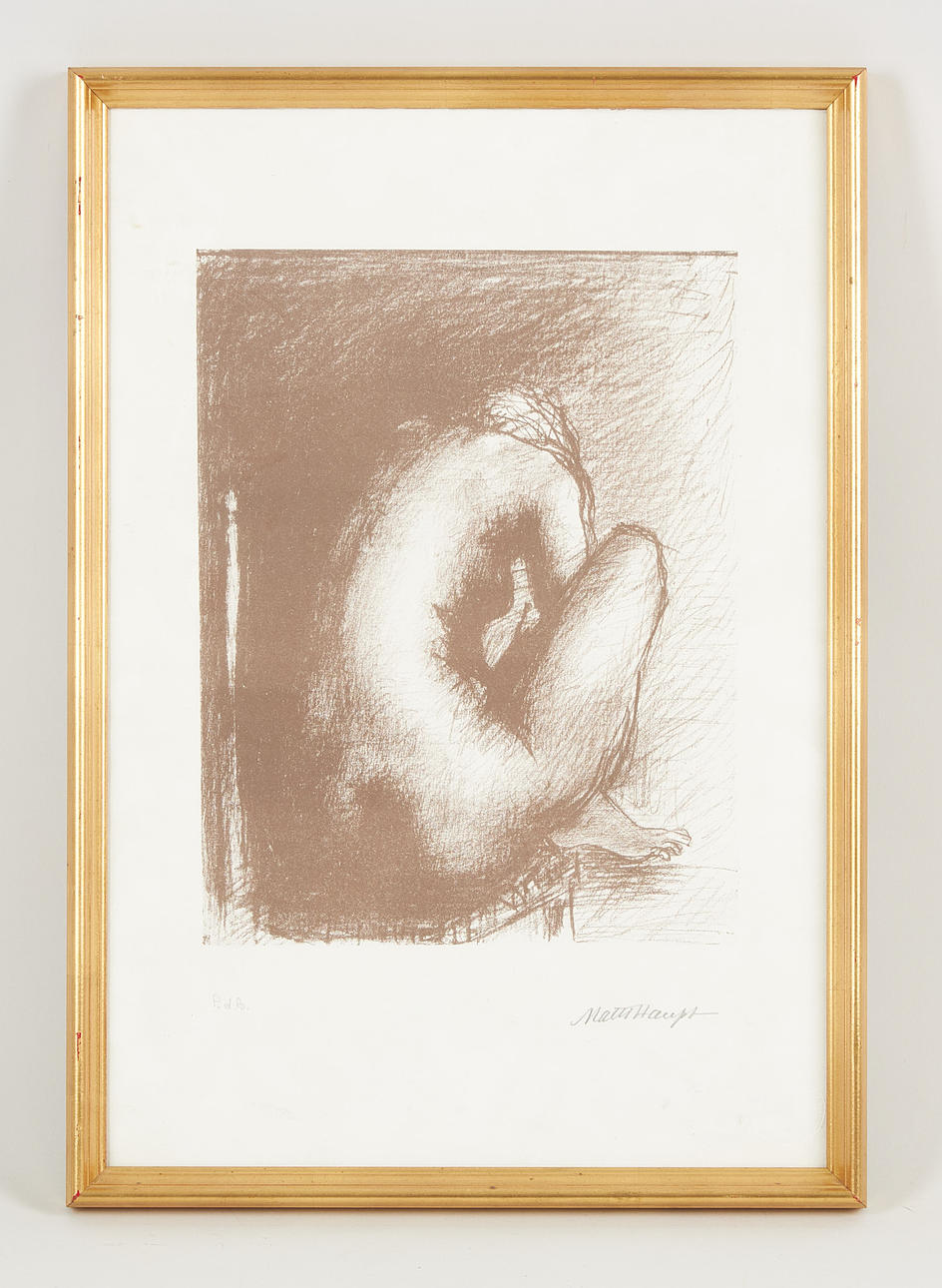 MATTI  HAUPT. Seated model, signed, lithograph, P.d.a.