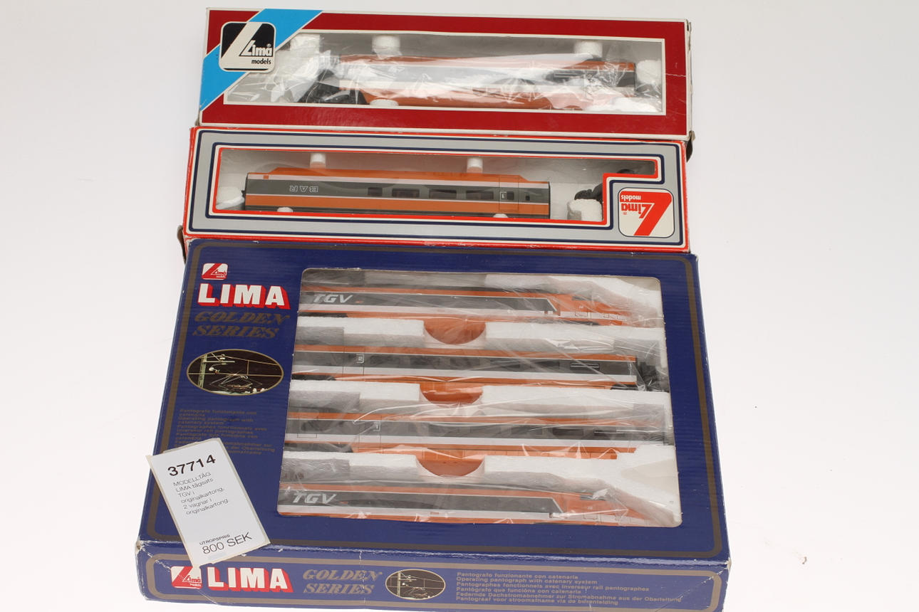 MODELLTÅG LIMA tågsats TGV i originalkartong, 2 vagnar i originalkartong.