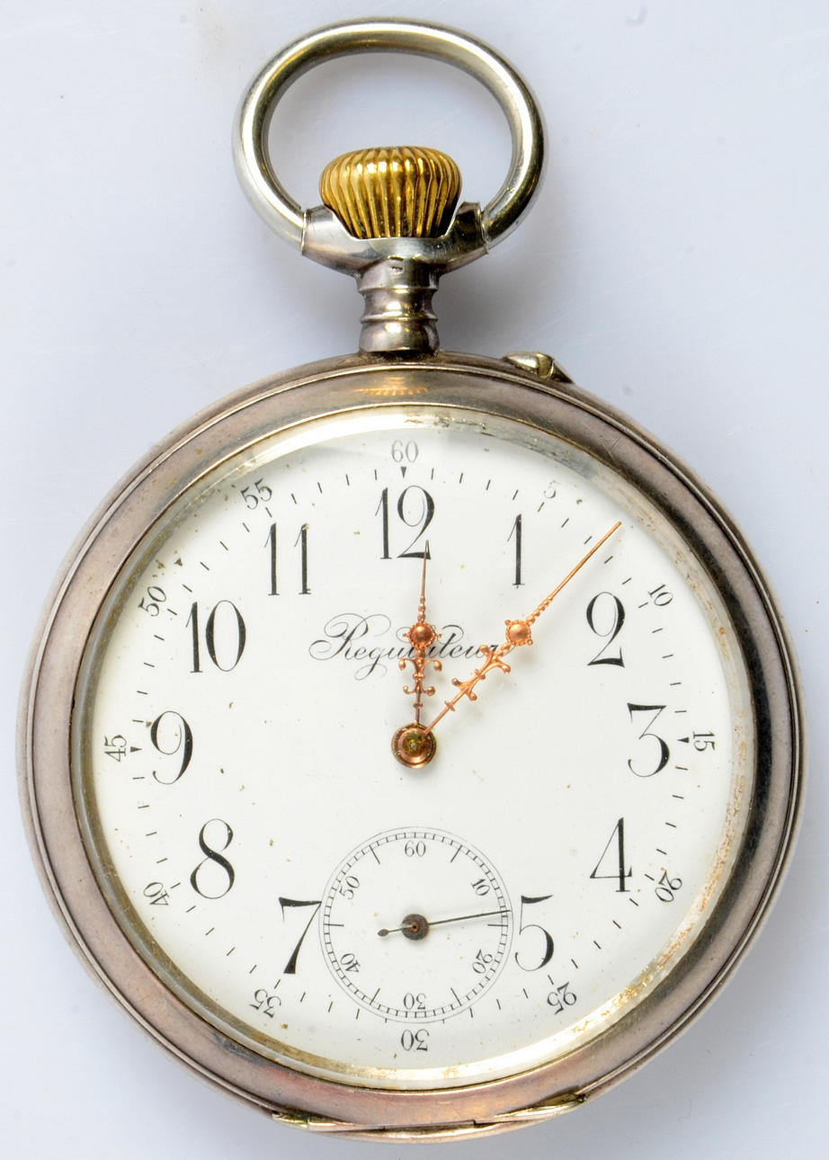 FICKUR, silver,Regulateur, baklock med riksvapen.