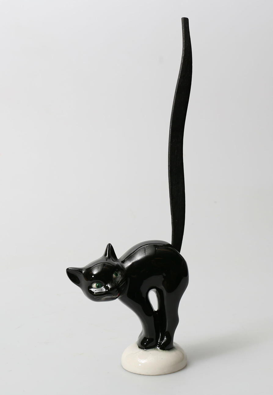 FIGURIN, porslin och trä, Katt, Goebel.