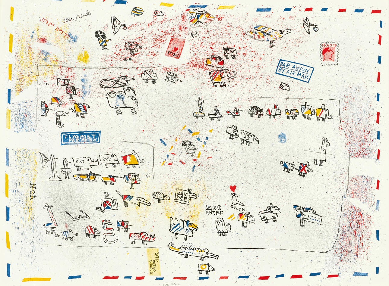 MADELEINE PYK. Figure composition, signed, ea, color lithograph.