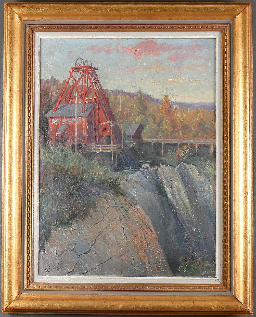 RAGNAR SALWÉN. Vattenkraftverk, olja på duk, signerad och daterad 1921.