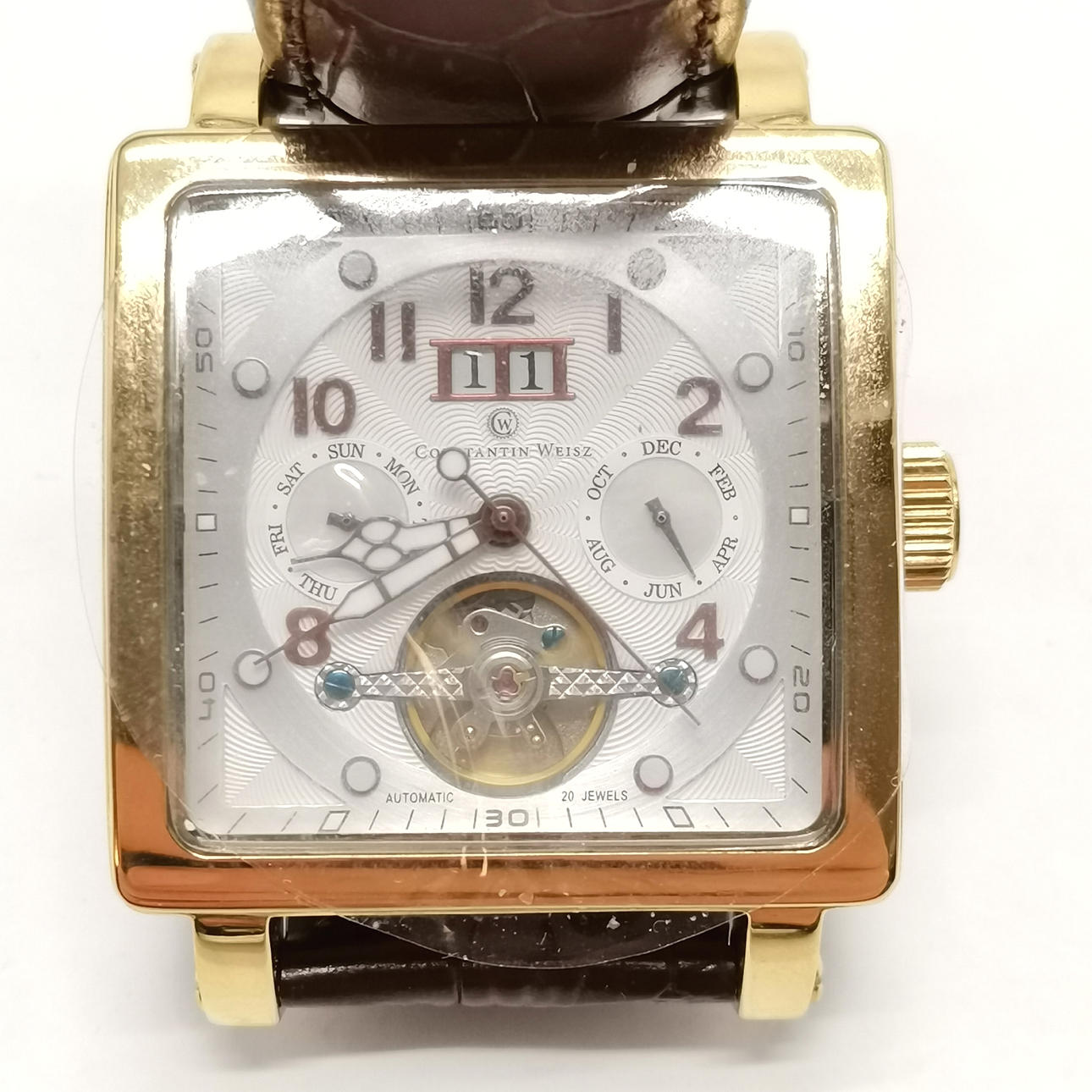 Constantin Weisz wristwatch features a distinctive square case and a detailed Gents Vintage Constantin Weisz 07C041CW Men main image 4