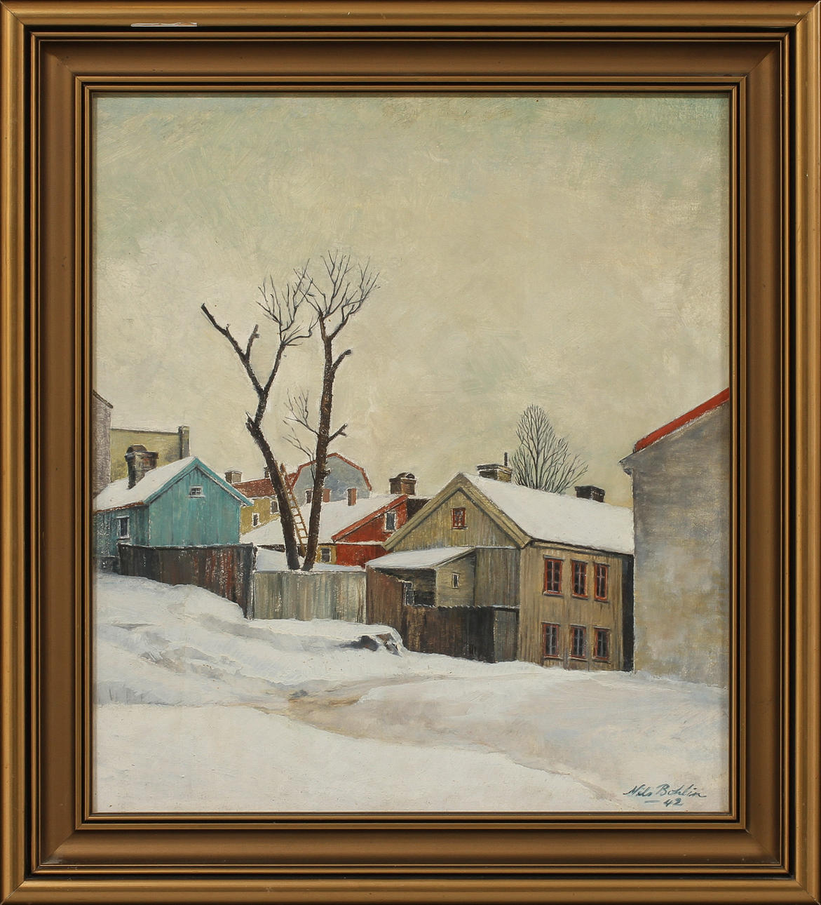 NILS BOHLIN. olja på pannå, sign o dat -42.