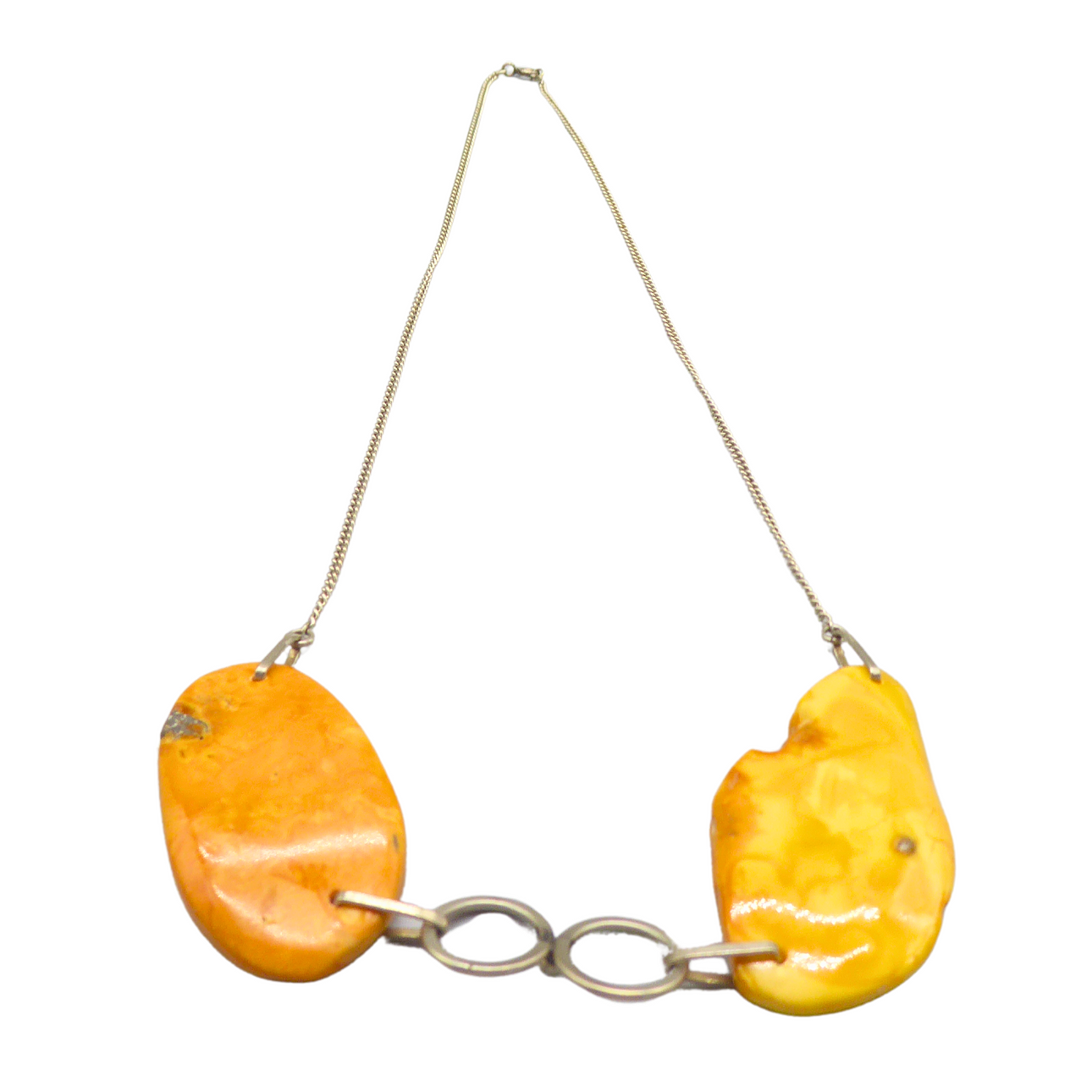 COLLAR DE PLATA 925 CON 2 ÁMBARES.