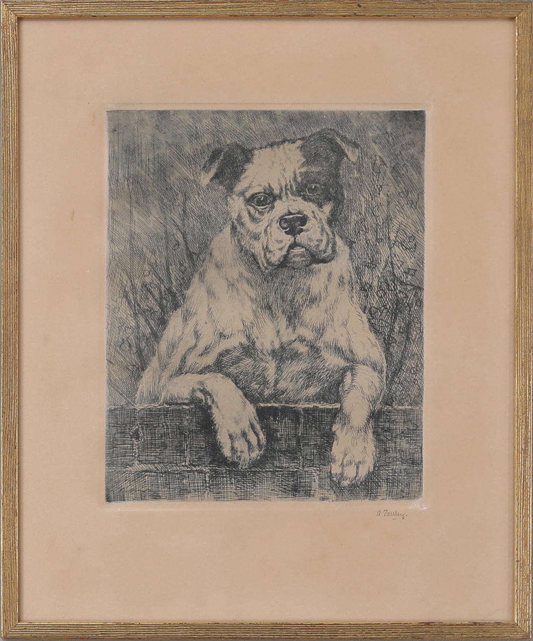 AXEL TALLBERG. "Min Granne" Etsning, signerad A Tallberg.