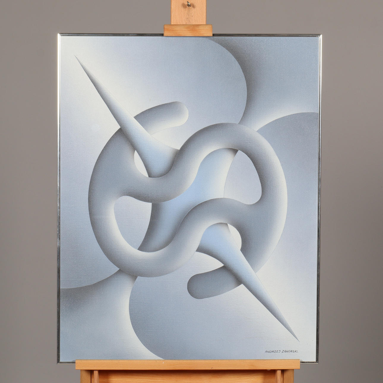 ANDRZEJ ZAHORSKI. OIL ON CANVAS, composition, signed.