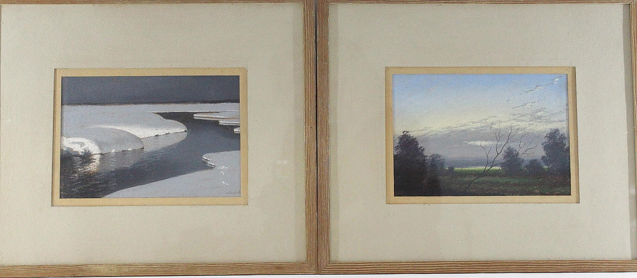 OIDENTIFIERAD KONSTNÄR. akvarell, 2 st, signerade L. Smick.