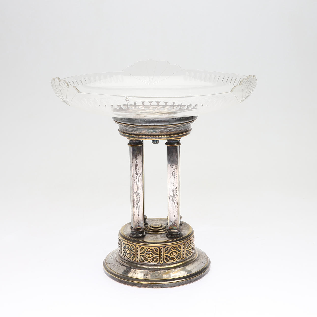 A silver/glass table set, 20th century.