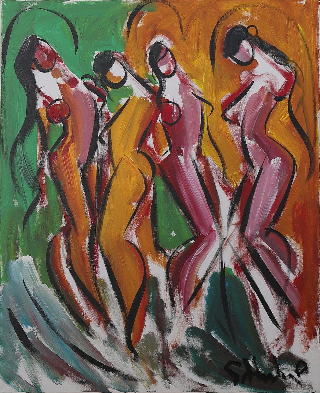 GÖRAN HAUSENKAMP. Modeller, akryl på duk, signerad G Hausenkamp.