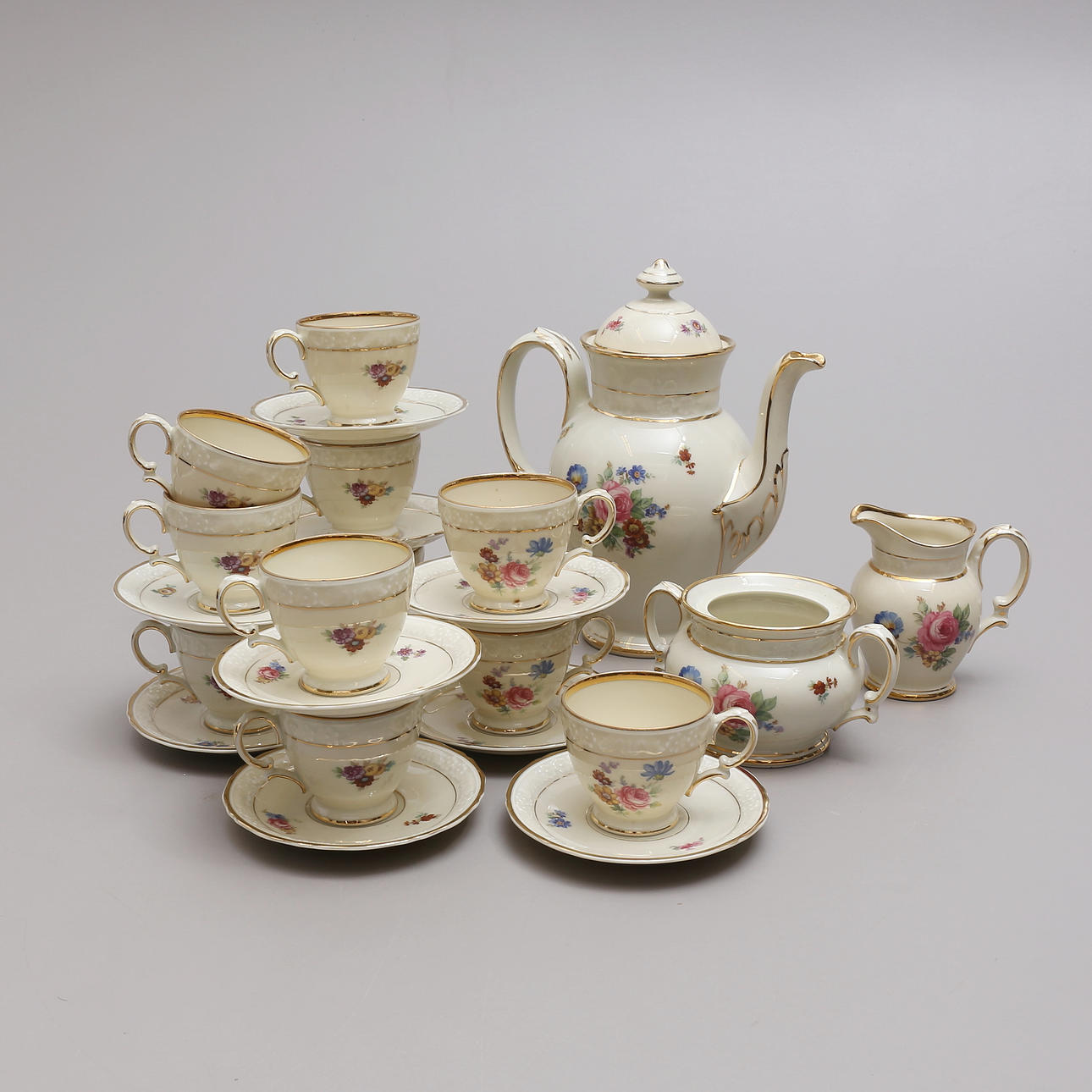 A 13-piece coffee set, “Guldborg”, decorated B&N Denmark.