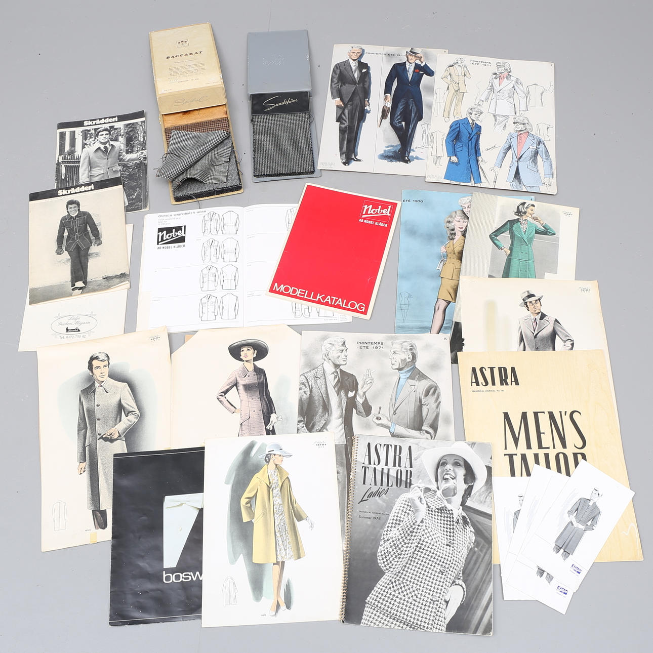 KLÄDKATALOGER, MODELLBILDER, TYGPROVER, 1970-tal.