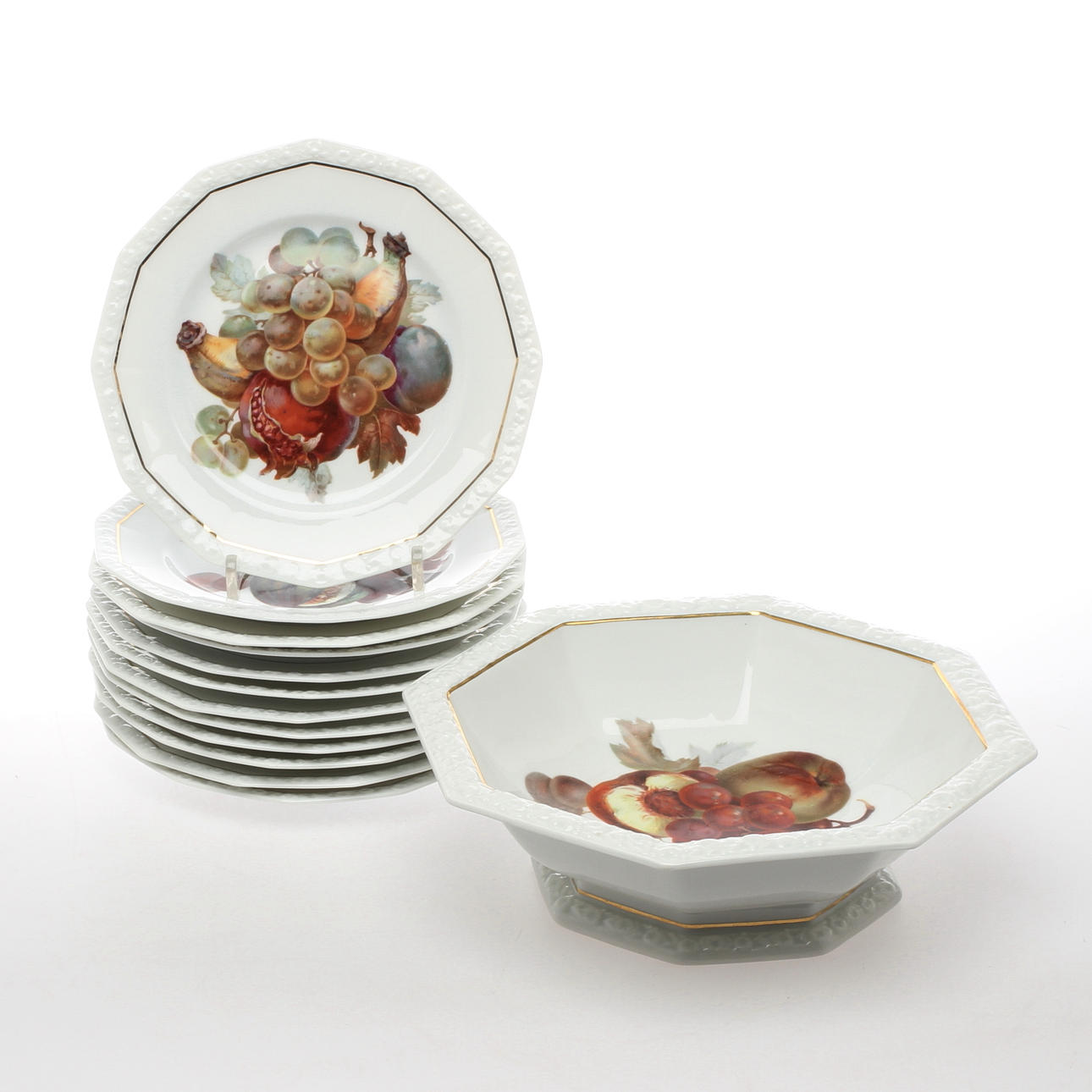 FRUKTSERVIS, 13 delar, porslin, "Maria" med dekor av frukter, Rosenthal.