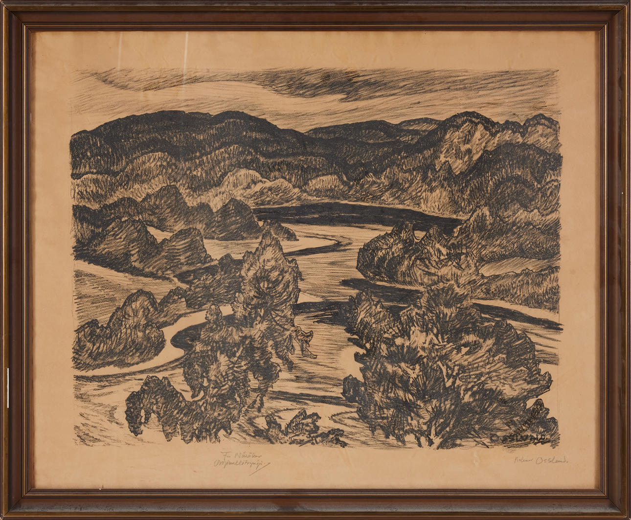 HELMER OSSLUND. “From Norråker”, lithograph, signed.