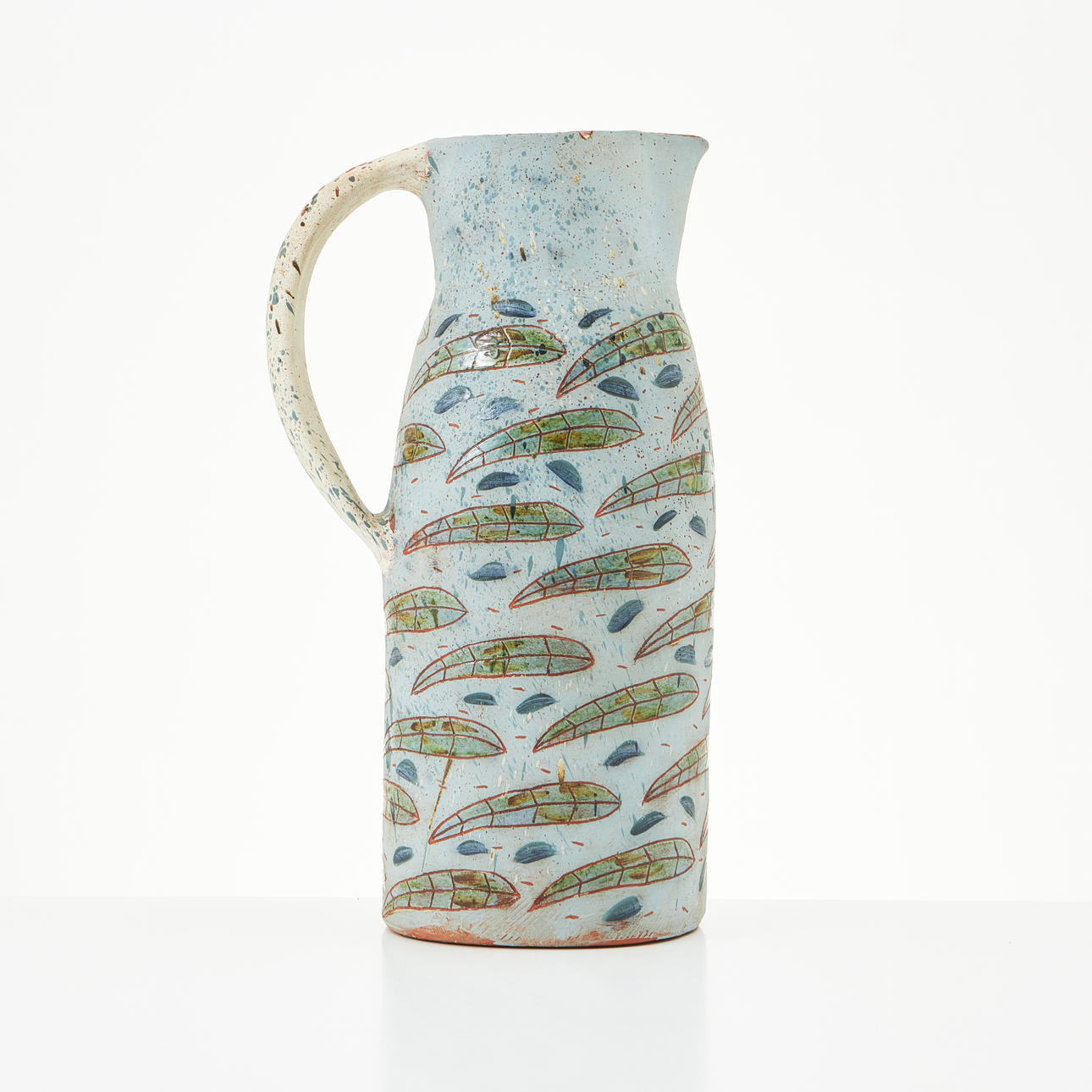ANNE-BETH BORSELIUS. Pitcher. earthenware, partially glazed and carved decor. Signed and dated Anne 1990.