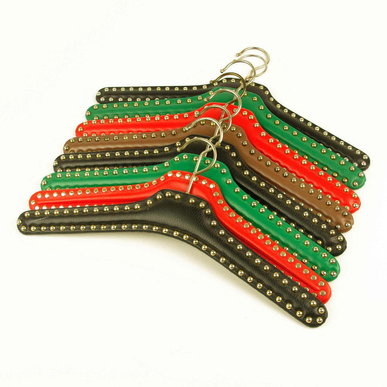 GLALGAR, 8 STYCKEN, skinnimitation med metallknappar, 1900-talets mitt.