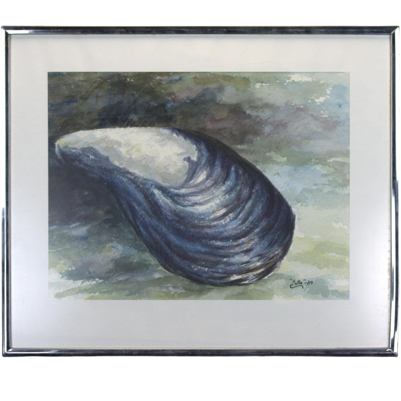 OIDENTIFIERAD KONSTNÄR. Aquarell, Muschel, signiert, Lollo, -84.