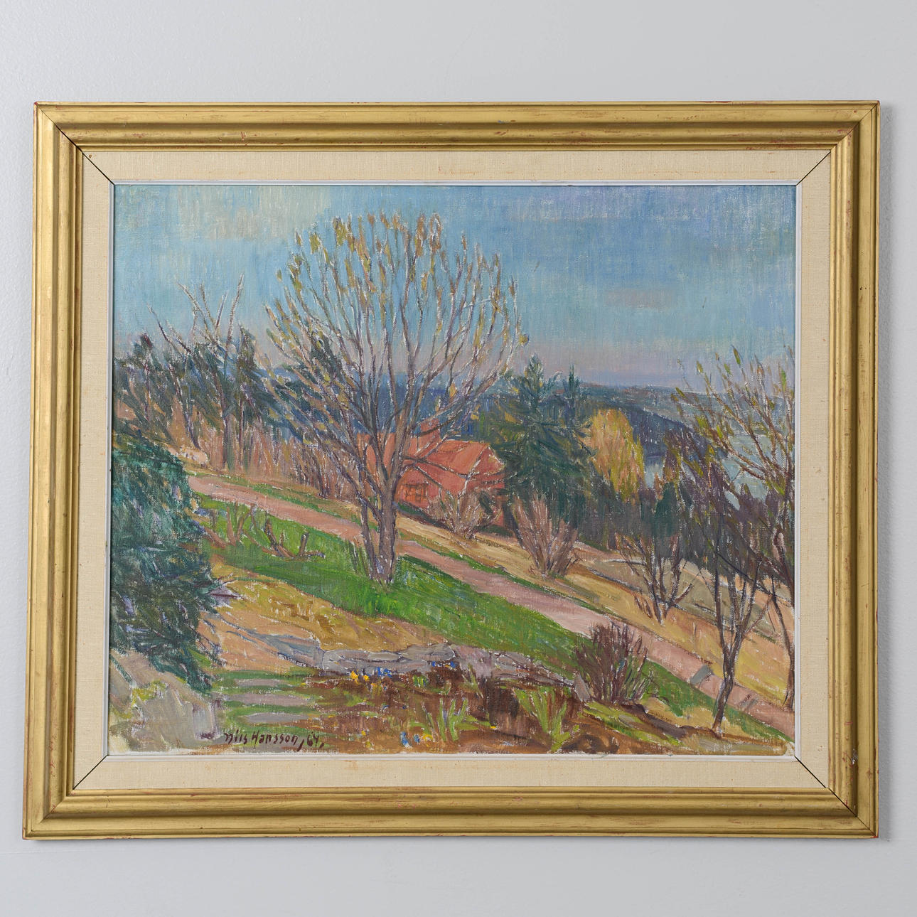 NILS HANSSON. Spring landscape, oil on canvas, signed and dated -64.
