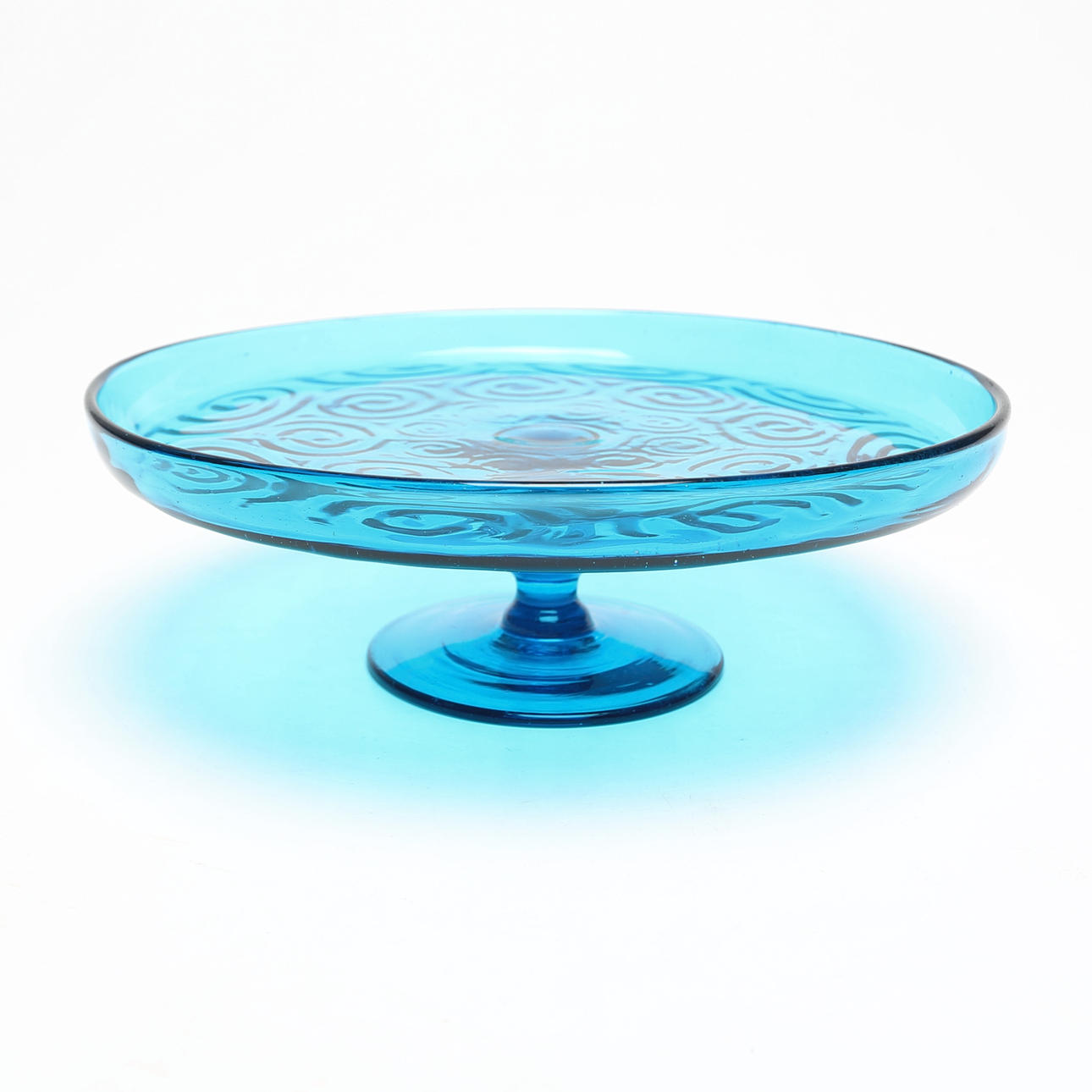 GORDO, a pie, azul, cristal.