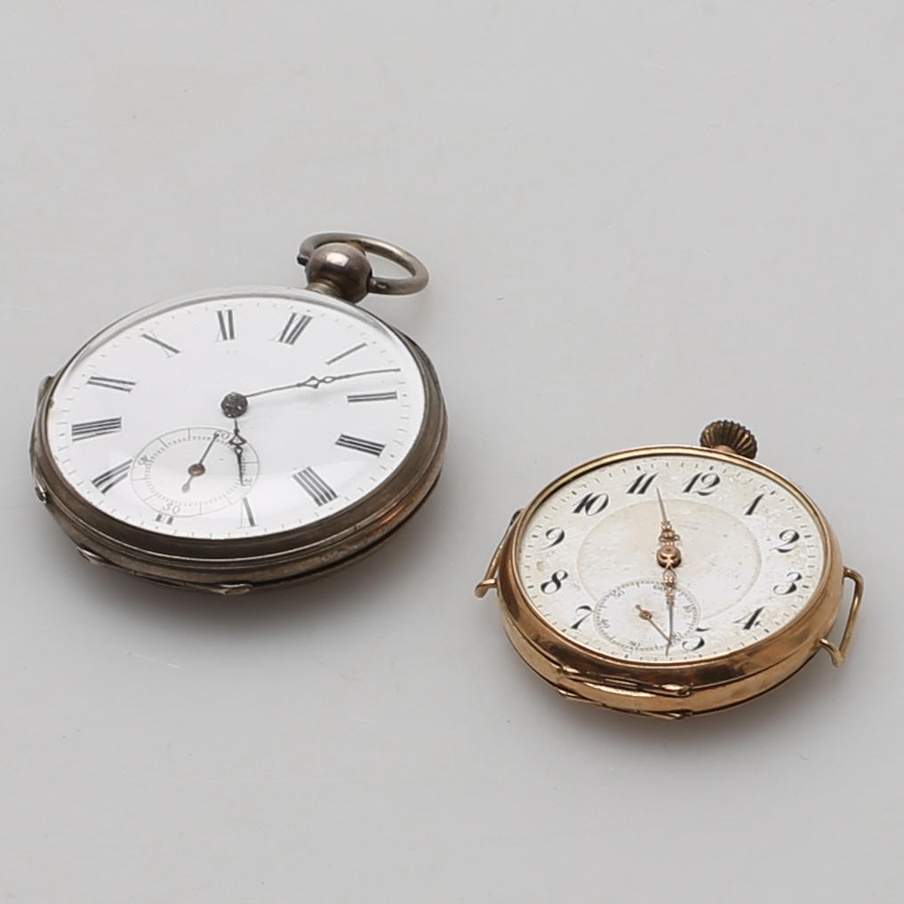FICKUR 2 st, varav ett i 14k guld och ett silverur.