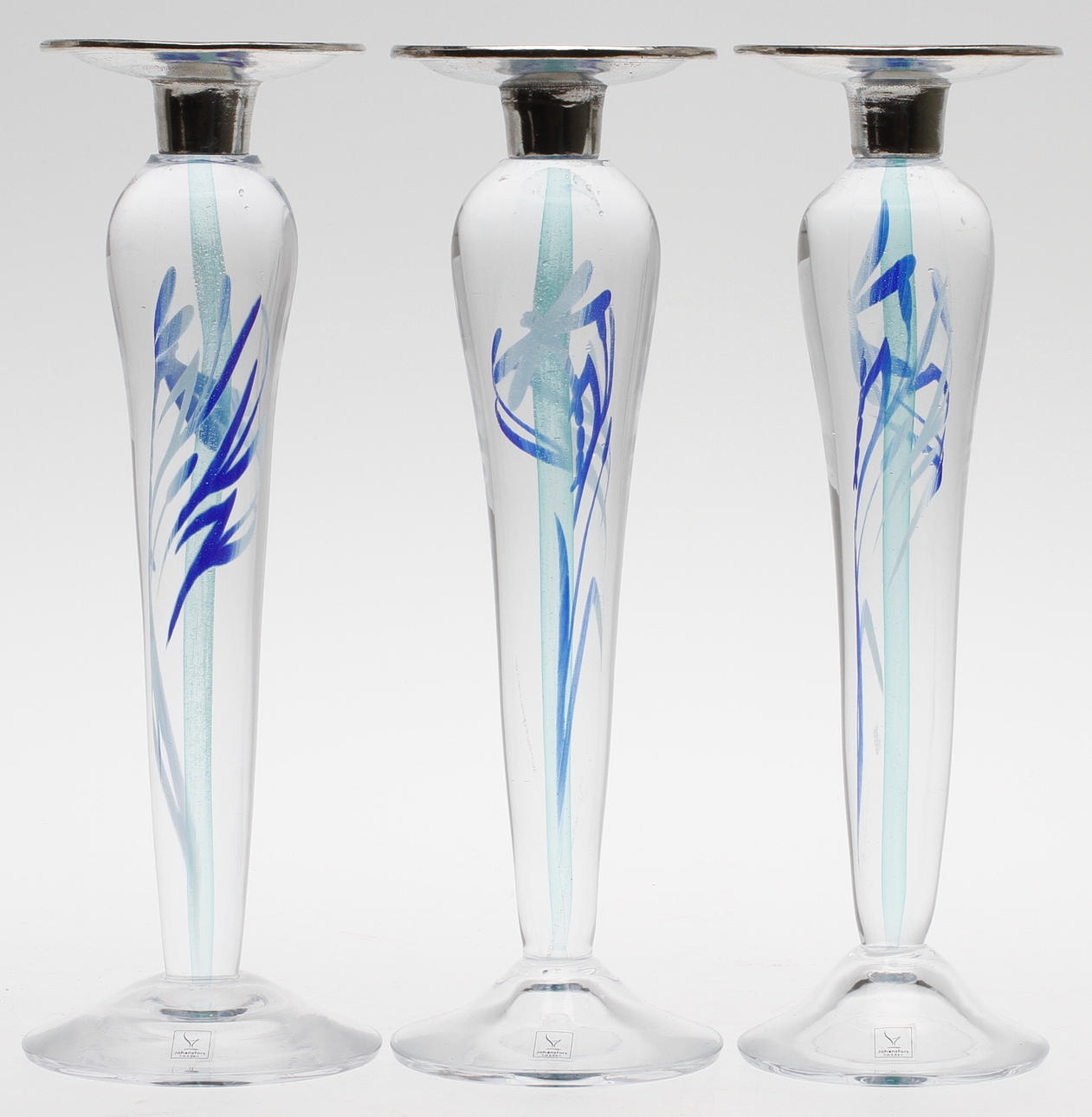 LJUSSTAKAR, glas och metall, 3 st, Johansfors.