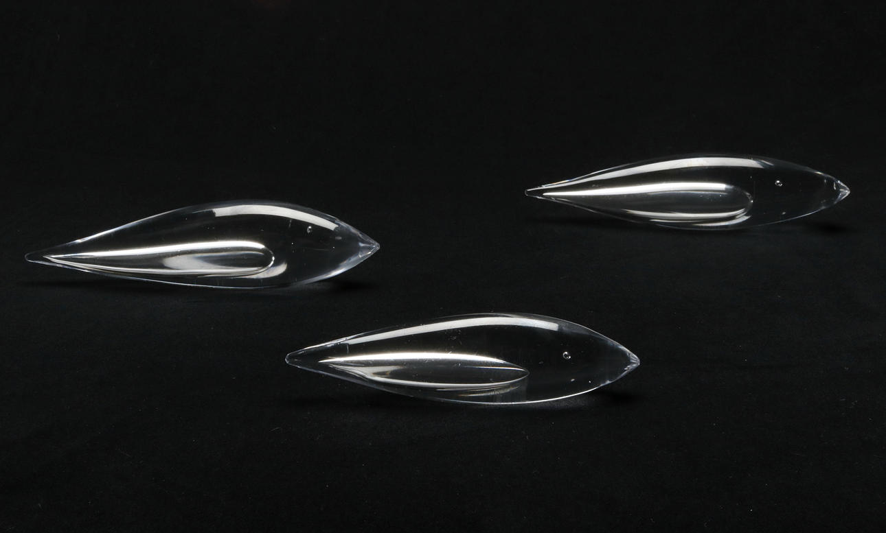 GLAS, 3 st glasfiskar, Vicke Lindstrand, Kosta.