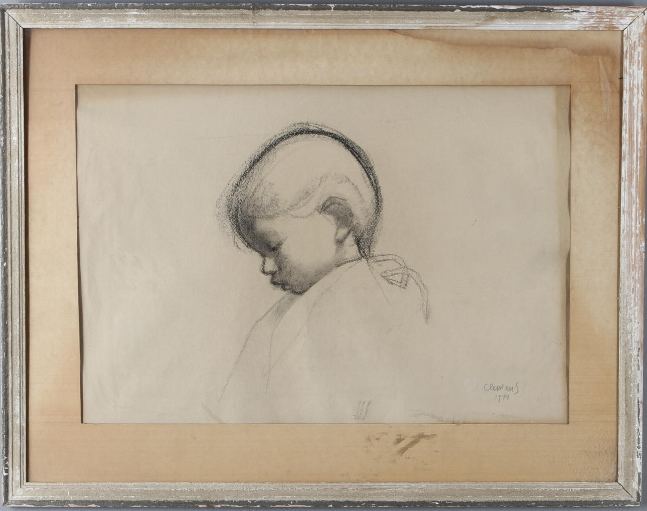 CURT CLEMENS. Porträtt, teckning, signerad samt daterad 1944.