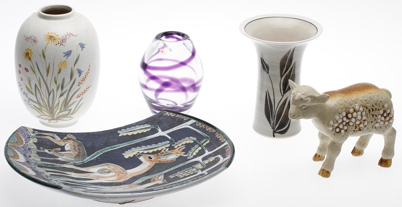 KERAMIK och GLAS, 5 delar, Höganäs, AM Studio, Rörstrand och Tilgmans.