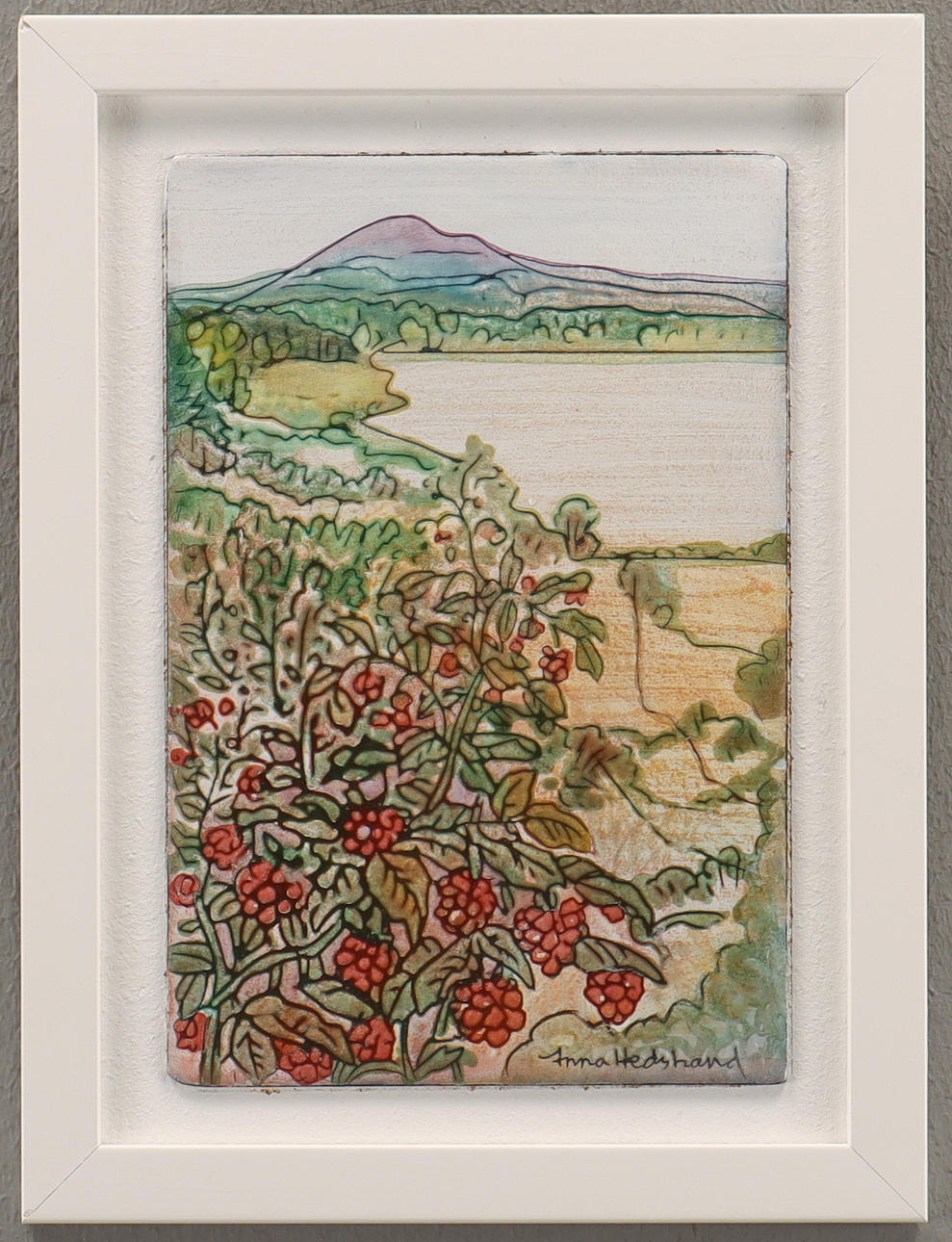 ANNA HEDSTRAND. Enamel boards, 2 pieces, signed.