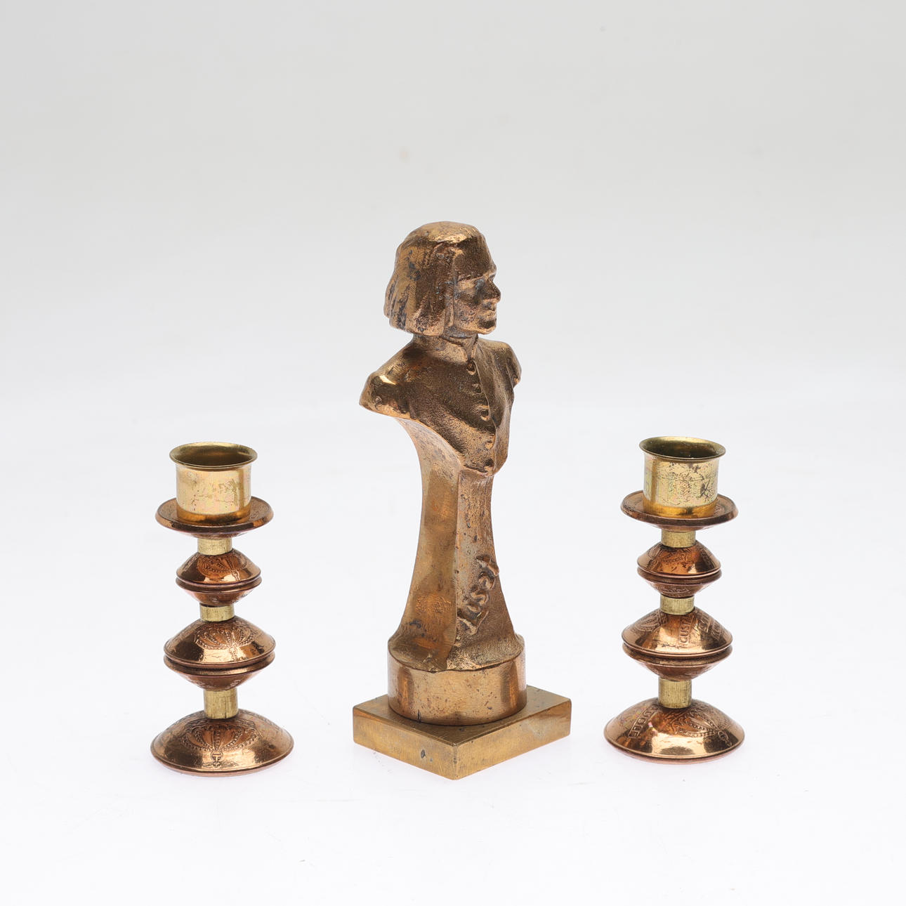 STEMPEL, LYSESTAGER, messing, kobber, Liszt.