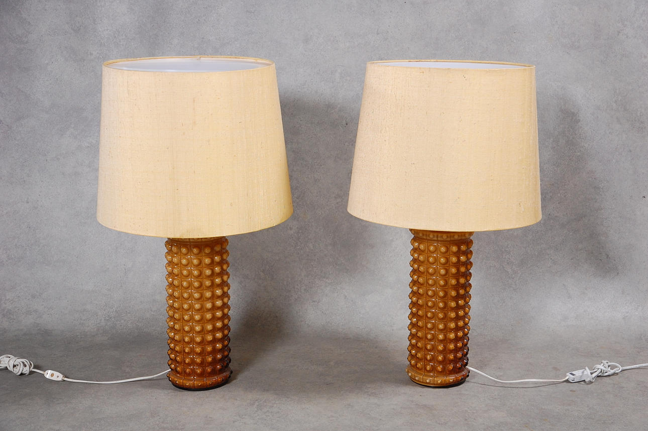 BORDSLAMPOR, 1 par, glas, design Helena Tynell för Luxus 1968.